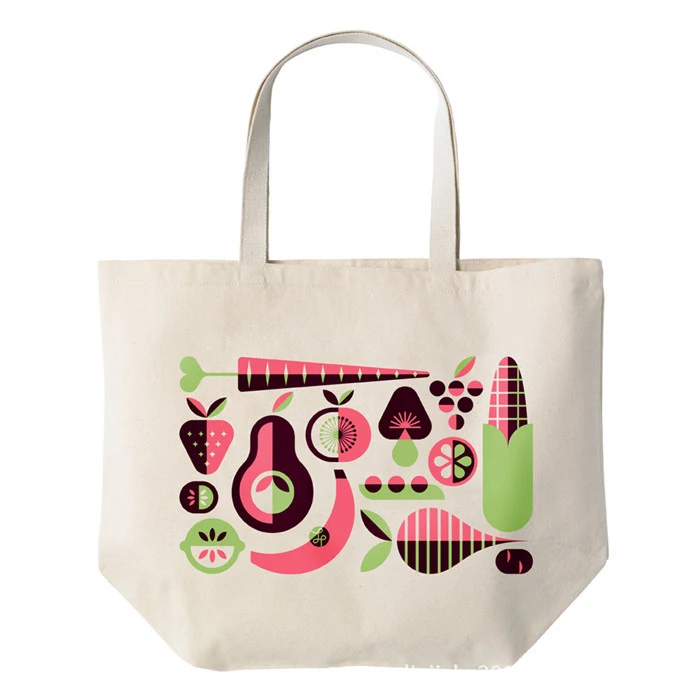 Gots Certified 100% Natural Cotton Tote Produce Calico Bags with Logo Custom Printing