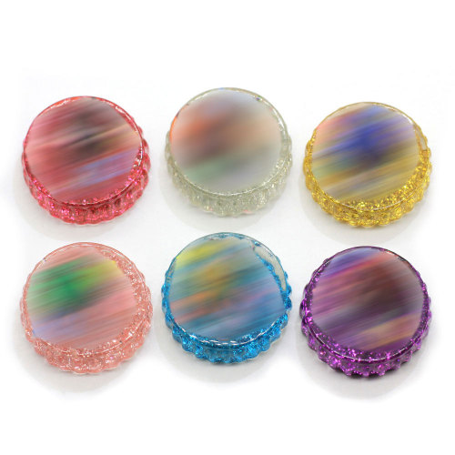 Nieuwe Glitter Candy Flatback Resin Round Beads met Bean Painting Bottle Cover Shape