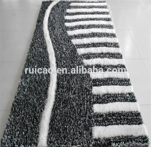 3D Chinese knot add 1200D silk black and white striped shaggy carpet