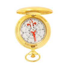 Vintage Compact Pocket Watch with Compass - Zinc Alloy Clamshell Gift