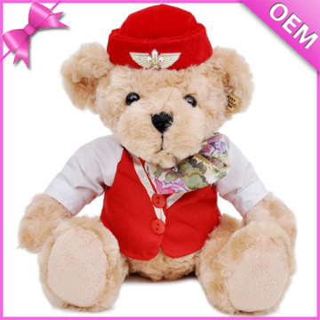 Custom Plush Teddy Bear Career Teddy Uniform Airline Stewardess Teddy Bear