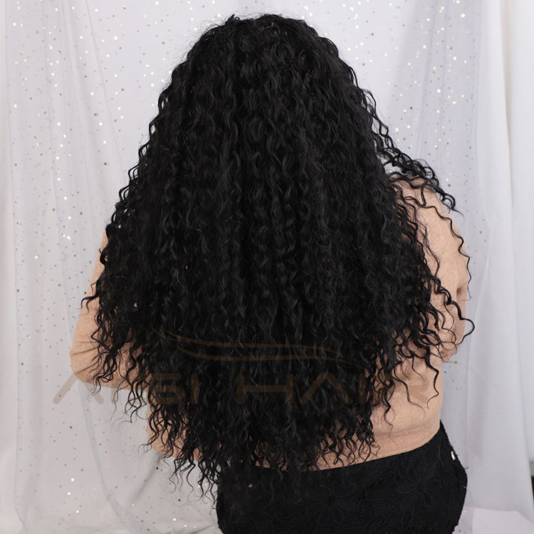 Aisi Hair Afro Curly Long Wavy Natural Black Swiss Lace Wig Afro Kinky Style Synthetic Lace Frontal Hair Wigs For Black Women