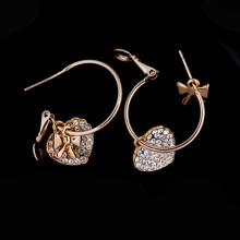 New Designer Indian Gold Heart Crystal Hoop Earrings Dd-096