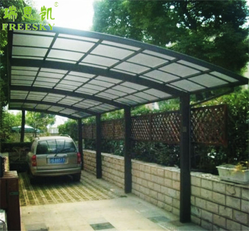 white attached metal frame stainless steel carport with polycarbonate sheet