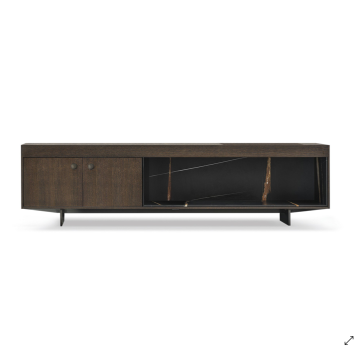 Modern Walnut Wood Sideboard Buffet Cabinet