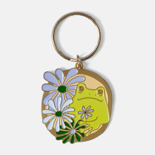 Metal Elegant Enamel Flower Keychain with Custom Logo