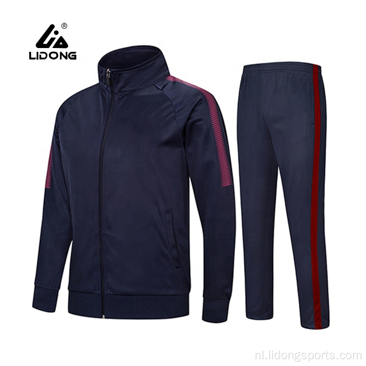 Aangepaste hoogwaardige sportkleding 100% polyester blauw tracksuit