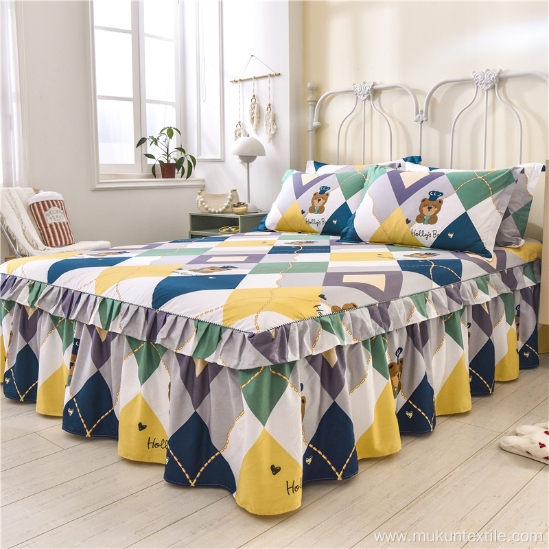 Printed Bunk bed skirt cotton sheet set