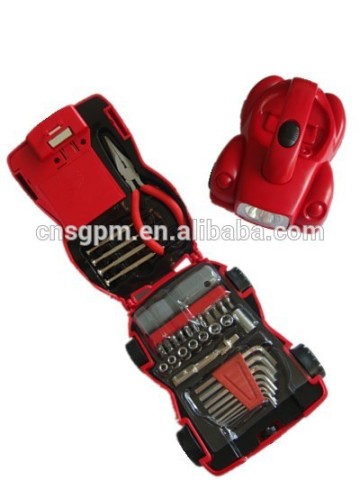 Multi function car shape hand tool set with flashlight