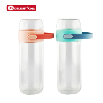 Dual Purpose Double Glass Walled Water Bottle