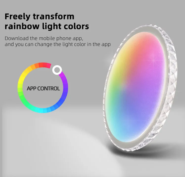Modern Intelligent, LED Round, Crystal Style, Ultra-Thin Ceiling Light
