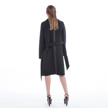 Black striped cashmere overcoat