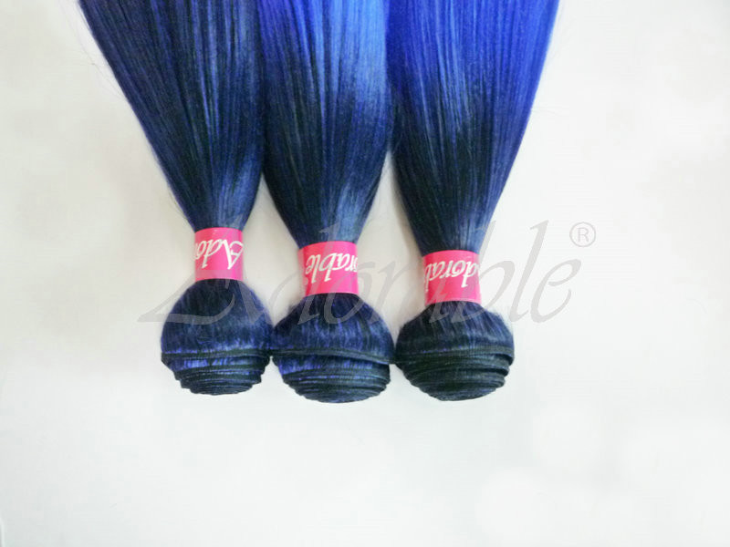 cheap factory price ombre two tone colored straight synthetic hair weave, soft diana synthetic yaki hair pieces raw material