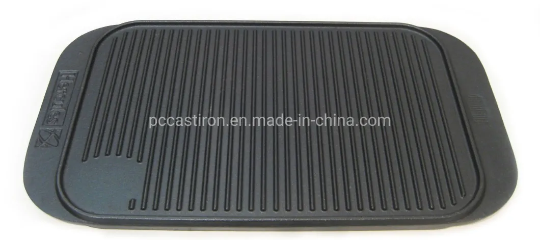 Nonstick Preseasoned Reversable Cast Iron Griddle Plate 35X25cm