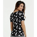 Blusa stampata a fiori incrociata sul davanti