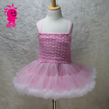 Wholesale fashion baby light pink clothing pettiskirt rose flower dress