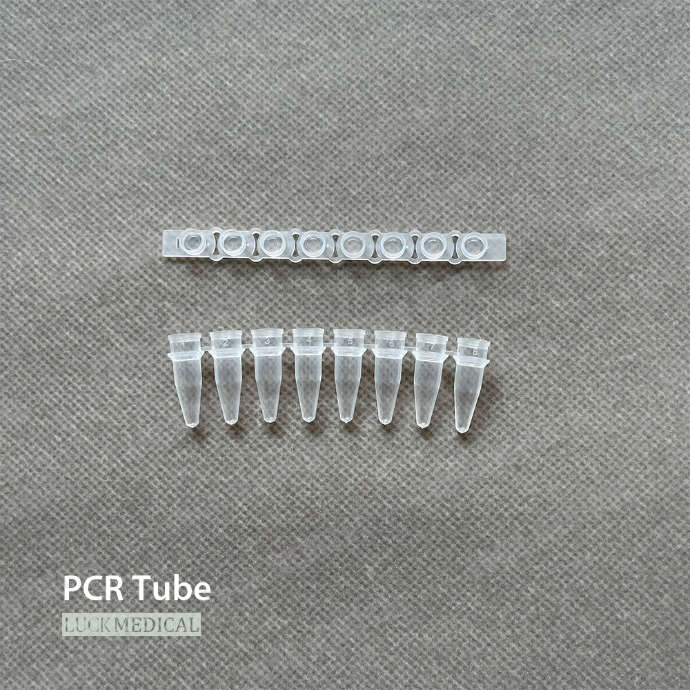 Tek kullanımlık plastik PCR 8 tüplü şeritler PCR tüpleri