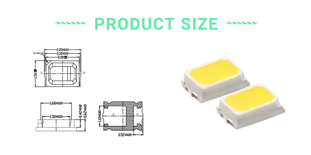 SIZE OF 2016WC50K60L4W Ra90 Super Brigth High CRI LED 2016 SMD 5000 5500K 150mA