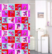 fabric Cartoon fish printed shower curtain with seashell