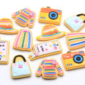 Kawaii 30mm Flatback Striped Dress Resin Cabochons Mini Camera Phone Forma Resina Craft per accessori per mollette per capelli