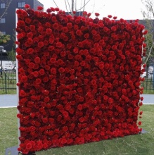 5D Red Roll Up Flower Wall Backdrop for Event Decor