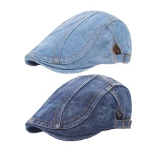 Custom Logo Adjustable Denim Newsboy Caps and Gatsby Berets