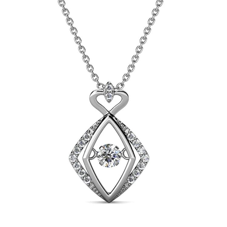 Dancing Sparkling Crystal Glynn Pave Love Heart Pendant Necklace for Women