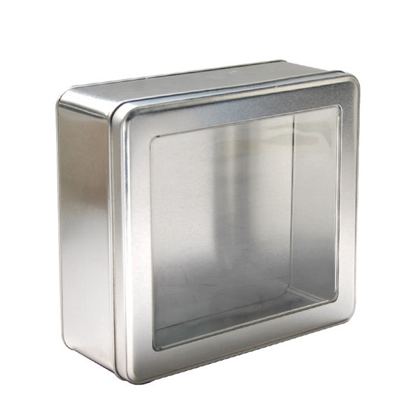 Rectangular tin box with clear PVC window/Tin can with PVC window