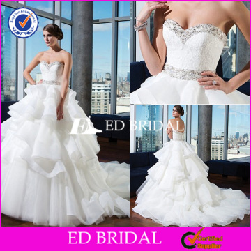 YW080 Sexy Low Back Ruffled Skirt Heavy Beaded Ball Gown Wedding Dresses In Turkey