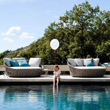 Modern Rattan Daybed for Poolside Leisure