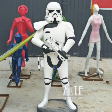 Outdoor resin action figures sculpture life size fiberglass stormtrooper statue
