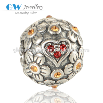 Romantic Flower Charm Embossment Effect Silver Charm Pendant