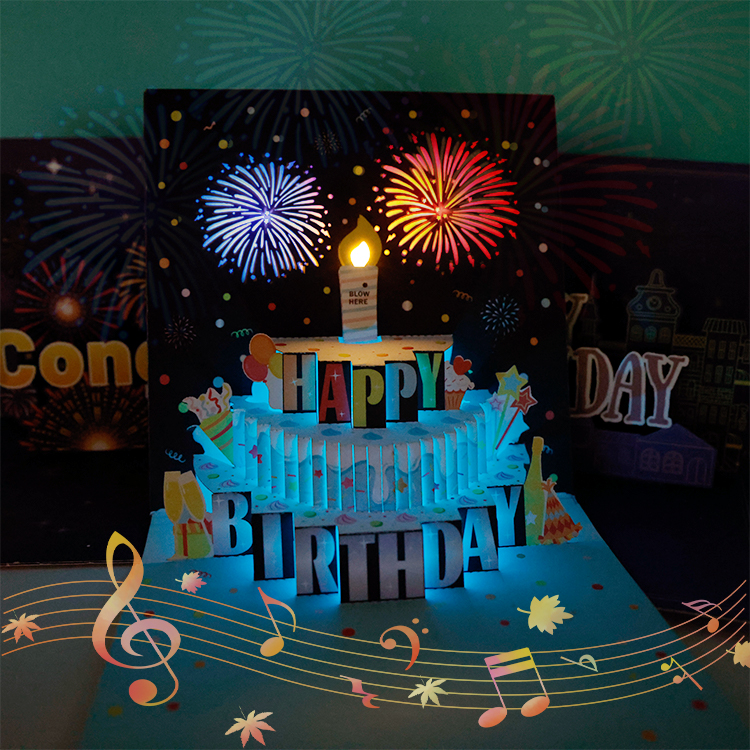 کارت تبریک تولد را با جلوه نور LED روشن کنید light up birthday greeting card with LED lighting effect