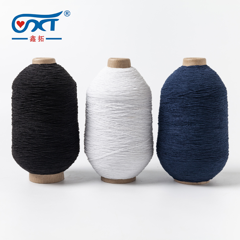 Custom colors 100% Polyester Elastic Covered Rubber Thread Spandex Yarn