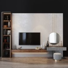 Modern Luxury Home Entertainment Wall Unit with Fireplace