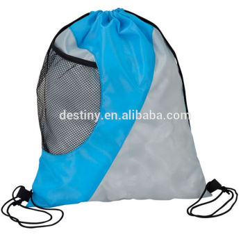 promotional waterproof nylon drawstring backpacks bags with mesh pouch