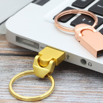 Mini memoria USB de metal dorado personalizada