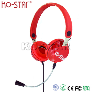 Latest Cheap Stylish Metal Headband Headphone with Detachable Microphone for Internet Phone Call