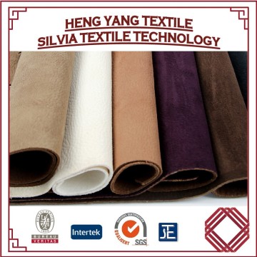 Polyester Leather With Real Cow Split for Sofa , Suede Base Synthetic Leather