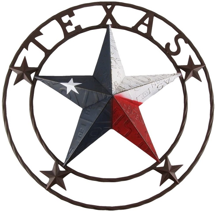 Rustieke kleur Texas Star State Flag Circle Sign