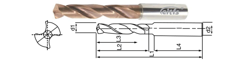 HRC55 CNC Machine Tools Tungsten Carbide Outer Coolant Drill Bits