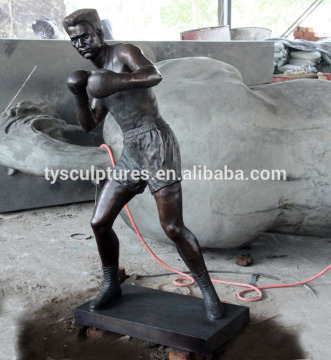 30 years factory best selling life size bronze muscular boxing punching man statue fo sale