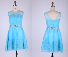 Cheap Chiffon A-Line High Neck Short Evening Dresses