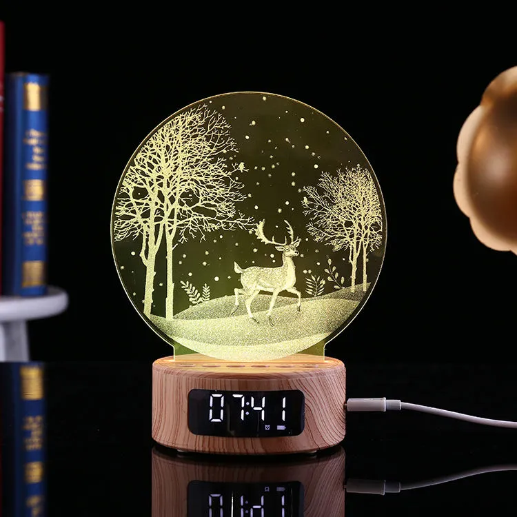Colorful LED Night Light with Bluetooth Speaker and Alarm Clock