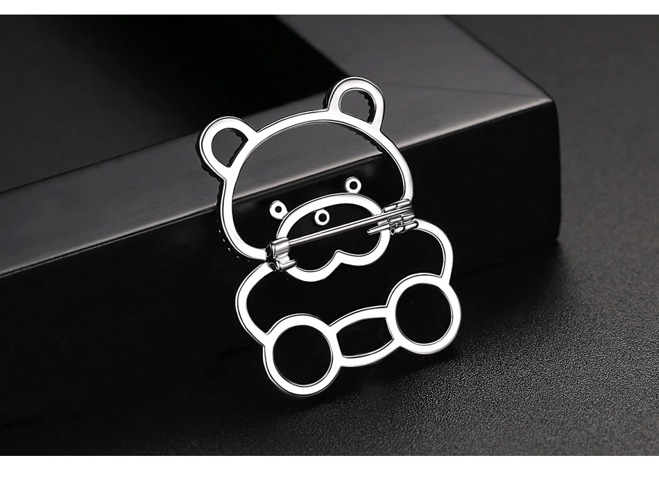 Fashion Jewelry Accessories Bear CZ Animal Brass Brooch