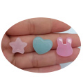 Kawaii Jelly Color Resin Flatback Heart Star Rabbit Cabochons Sweet Heart Star Rabbit Head Hiels για Scrapbooking DIY