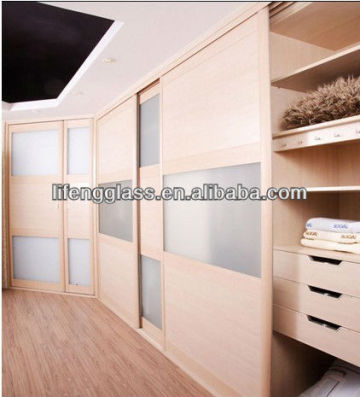 Acid etched tempered house design frosted glass kitchen cabinet doors