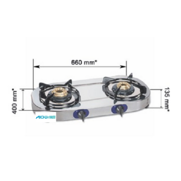 2 Burners LPG Stove Stainless Steel