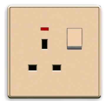 13A square socket with neon