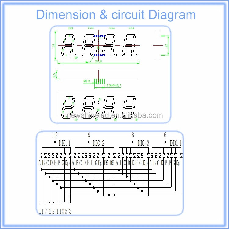 Low Priced 1 Inch 4 Digit Indoor Assembled Large LED Display 7 Segment Display with Red Tube Chip Blue Seven Segment Display